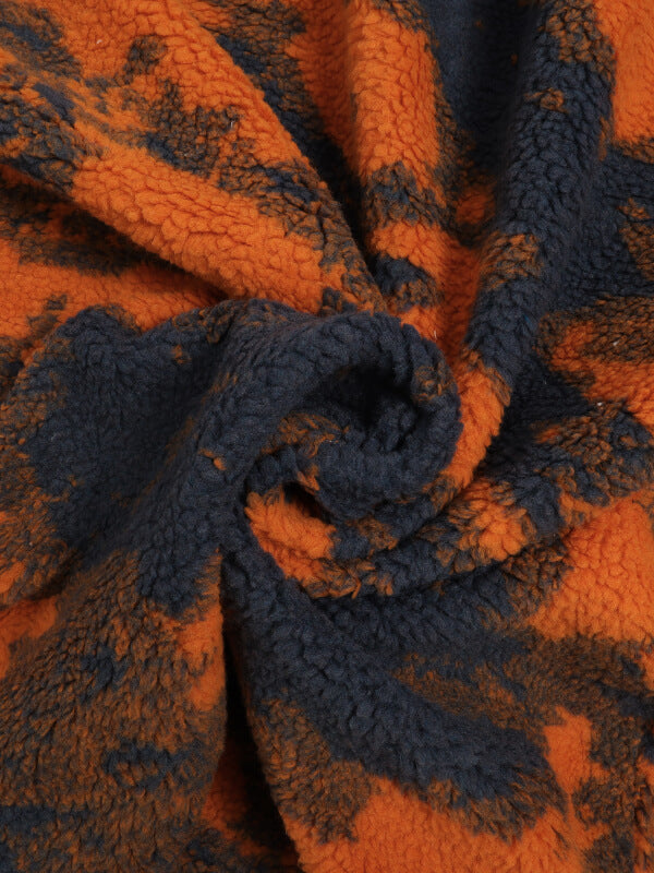 Sunset Tie Dye Orange Sherpa Hoodie | Edgy Warm Thick Coat