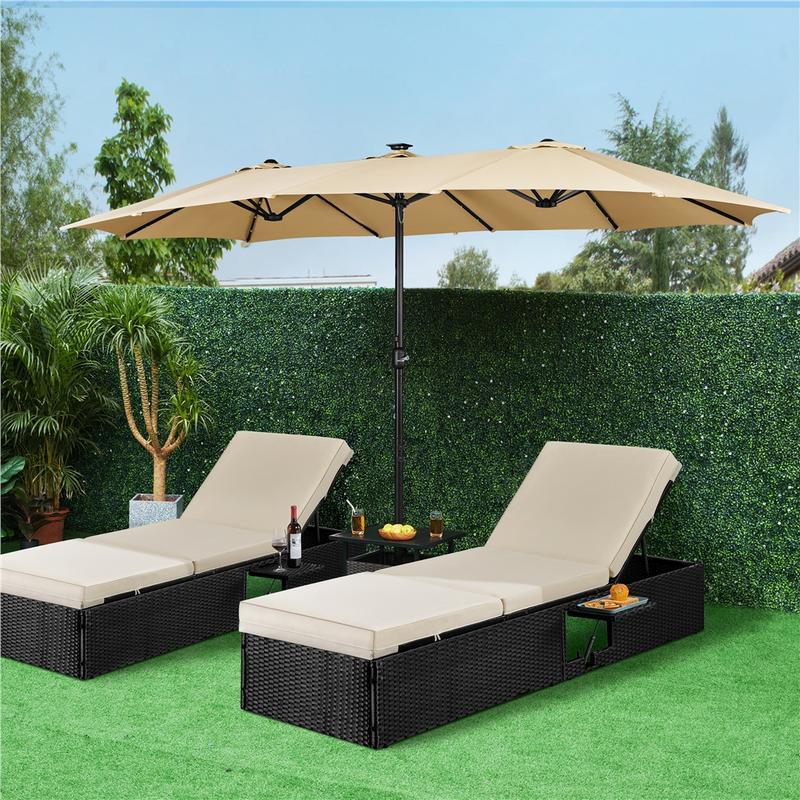 15ft Double-Sided Patio Umbrella with Base