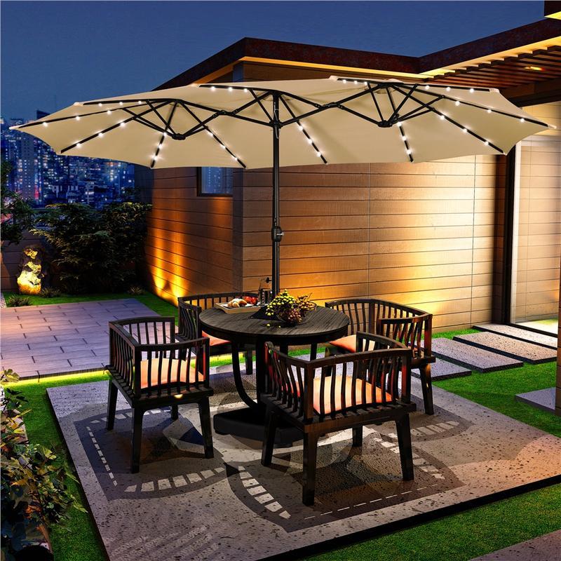 15ft Double-Sided Patio Umbrella with Base