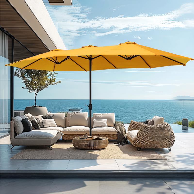 15ft Double-Sided Patio Umbrella with Base