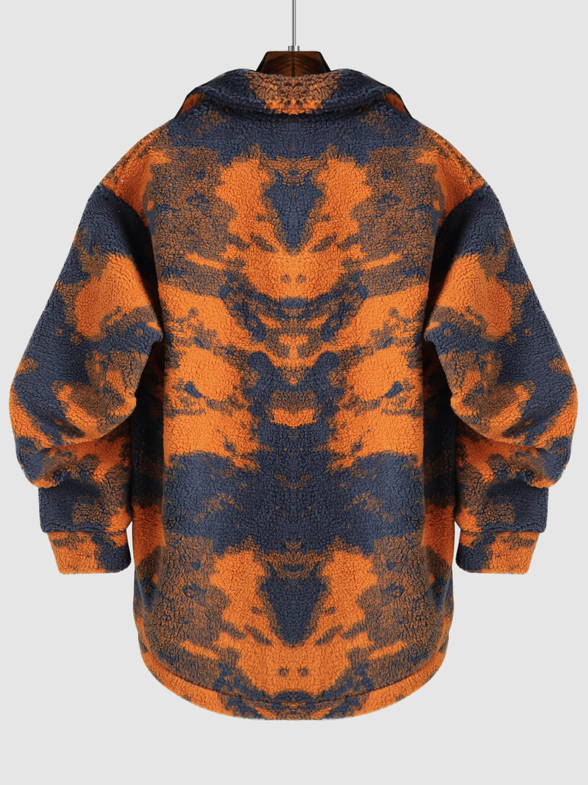 Sunset Tie Dye Orange Sherpa Hoodie | Edgy Warm Thick Coat