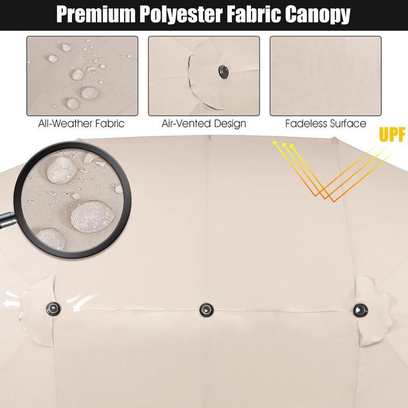 15ft Double-Sided Patio Umbrella with Base