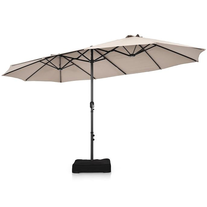 15ft Double-Sided Patio Umbrella with Base