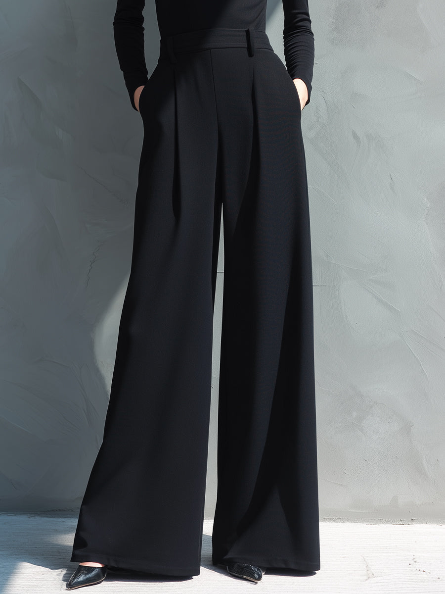 Black Wide-Leg Knit Jumpsuit