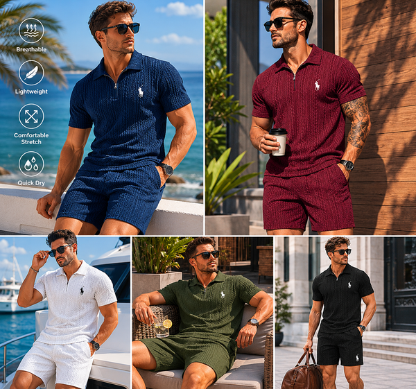 Half-Zip Polo &Short 2-Piece