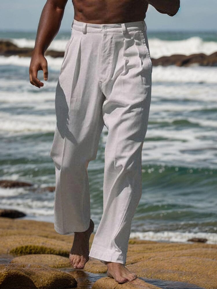 Minimalist Straight Leg Cotton Linen Pants