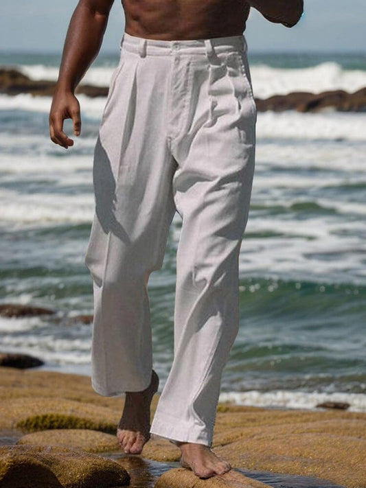 Minimalist Straight Leg Cotton Linen Pants