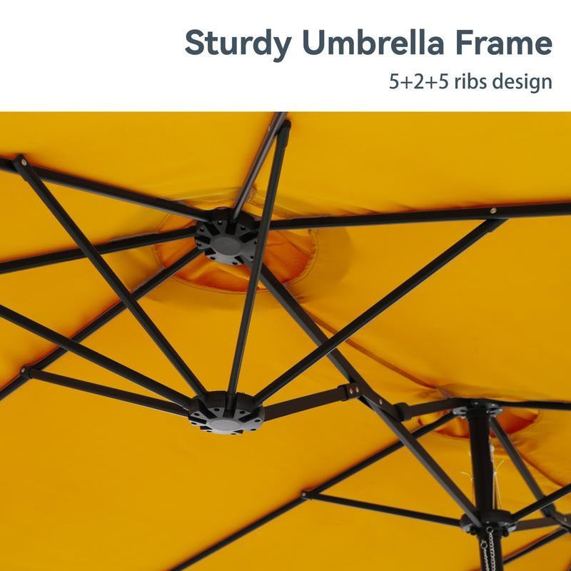 15ft Double-Sided Patio Umbrella with Base