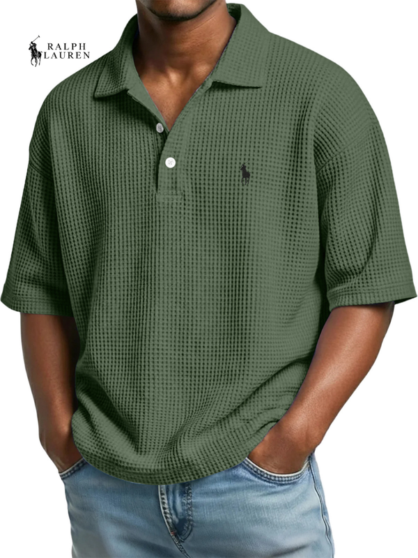 Men’s Premium Waffle Knit Polo Shirt