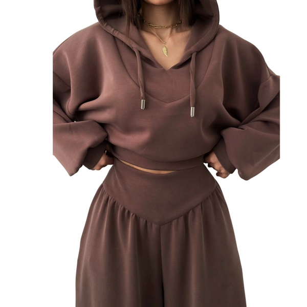 Effortless Chic Cropped Hoodie & Wide-Leg Lounge Set