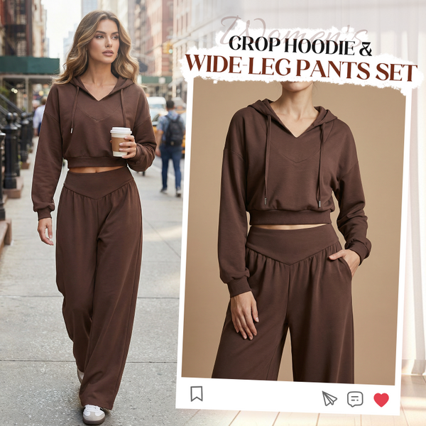 Effortless Chic Cropped Hoodie & Wide-Leg Lounge Set
